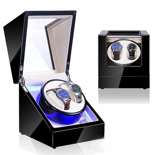 Watch Shaker Automatic Mechanical Watch Rotating Motor Winding Box, US / EU / UK Plug(Black & White) by bashfashion