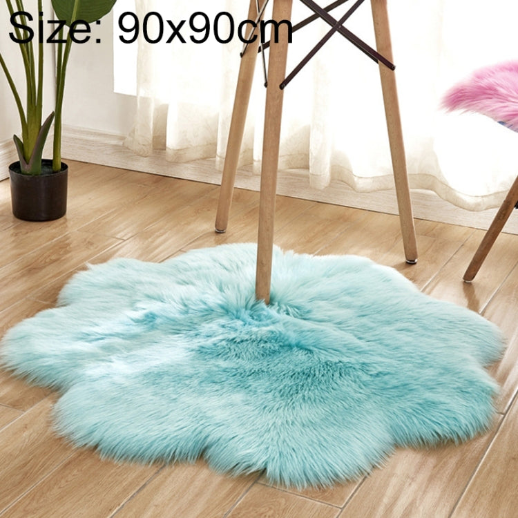 Diameter 90CM Home Furnishing Imitation Wool Carpet Bedroom Living Room Floor Mat Bay Window Cushion Office Chair Cushion Sofa Cushion(Light Blue) by bashfashion