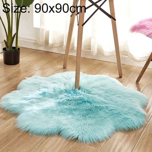 Diameter 90CM Home Furnishing Imitation Wool Carpet Bedroom Living Room Floor Mat Bay Window Cushion Office Chair Cushion Sofa Cushion(Light Blue) by bashfashion