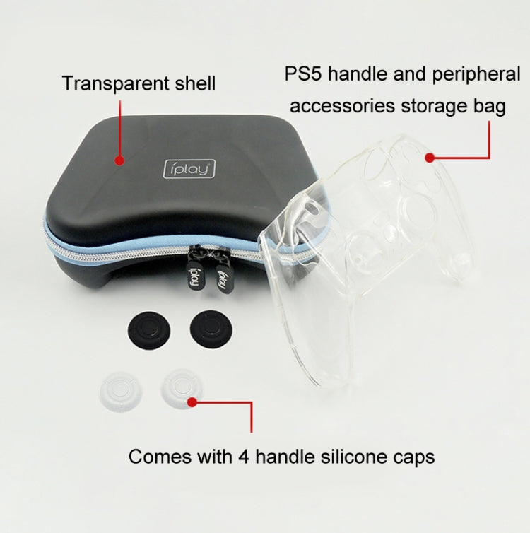 iPlay HBP-283 Gamepad Protective Shell Storage Bag For PS5(Handbag + PC Transparent Cover) by iplay