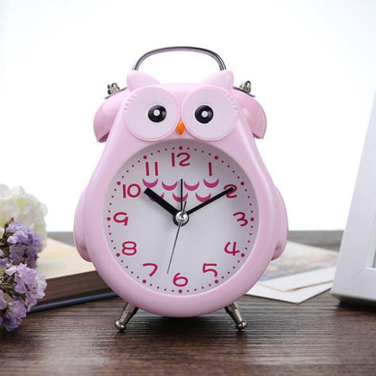 2 PCS Children Creative Cartoon Owl Super Ring Metal Bell Student Alarm Clock(Pink) by bashfashion
