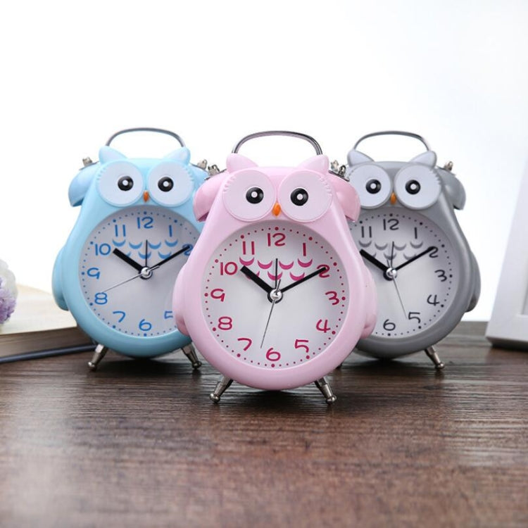 2 PCS Children Creative Cartoon Owl Super Ring Metal Bell Student Alarm Clock(Pink) by bashfashion