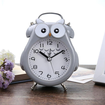 2 PCS Children Creative Cartoon Owl Super Ring Metal Bell Student Alarm Clock(Gray) by bashfashion