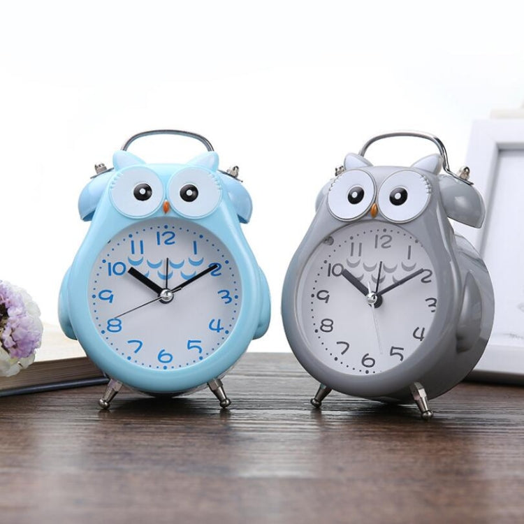 2 PCS Children Creative Cartoon Owl Super Ring Metal Bell Student Alarm Clock(Gray) by bashfashion