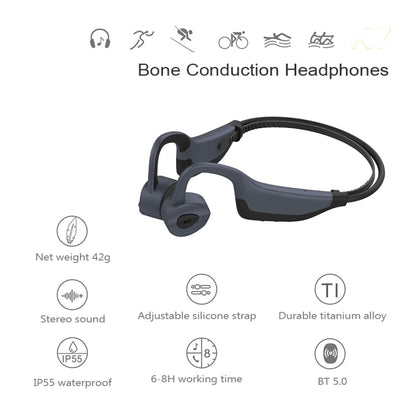 K7 Bone Conduction Bluetooth 5.0 Wireless Earphone Waterproof Headphones 16GB RAM(Gray) by bashfashion