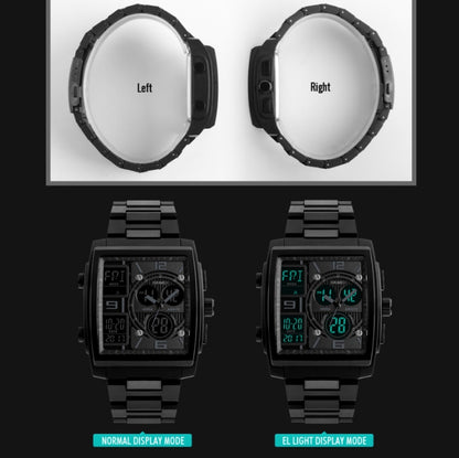 SKMEI 1274 Men Fashion Electronic Watch Multifunctional Outdoor Sports Watch(Black) by SKMEI