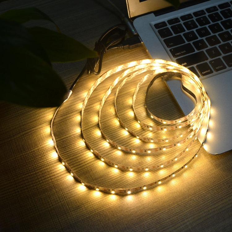 USB Power SMD 3528 Epoxy LED Strip Light Christmas Desk Decor Lamp for TV Background Lighting, Length:1m(Warm White) by bashfashion