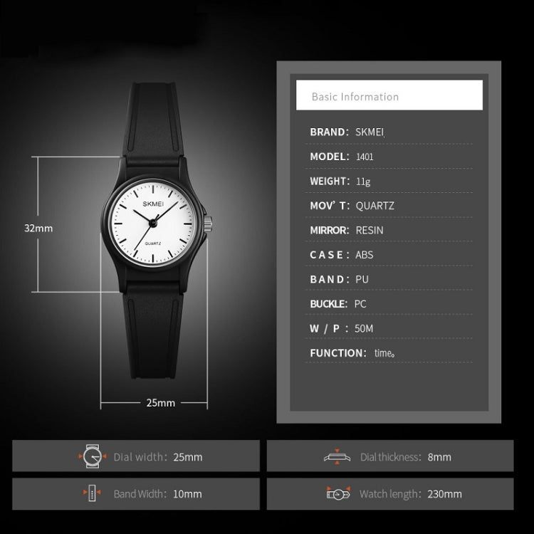 SKMEI 1401 Children Waterproof Watch Student Sports Watch(Black) by SKMEI