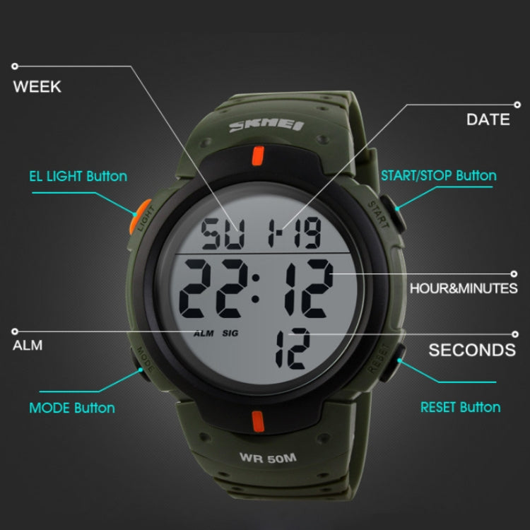 SKMEI 1068 Men Waterproof Outdoor Sports Digital Watch Student Fashion Watch(Titanium) by SKMEI