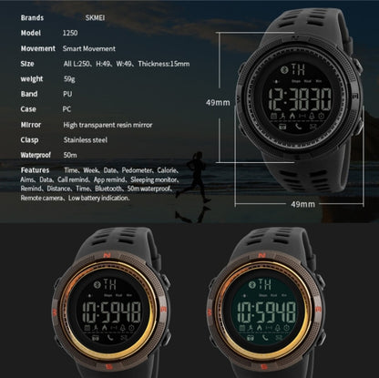 SKMEI 1250 Men Outdoor Waterproof Sports Digital Watch Multi-Function Watch(Coffee/Gold) by SKMEI