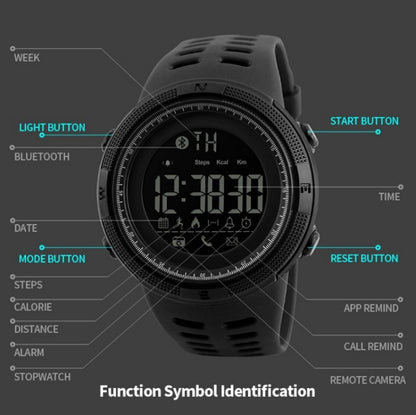 SKMEI 1250 Men Outdoor Waterproof Sports Digital Watch Multi-Function Watch(Black) by SKMEI