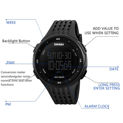 SKMEI 1219 Men Multi-Function Electronic Watch Outdoor Sports Watch(Black) by SKMEI