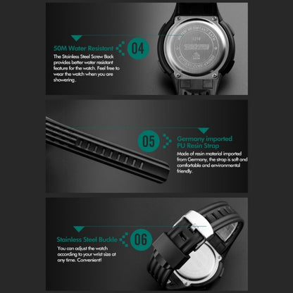 SKMEI 1219 Men Multi-Function Electronic Watch Outdoor Sports Watch(Silver) by SKMEI