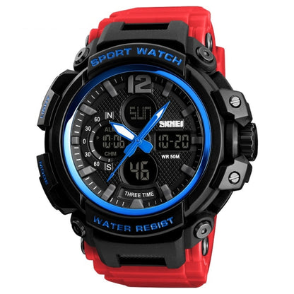 SKMEI 1343 Men Outdoor Sports Waterproof Watch Student Digital Watch(Blue Red) by SKMEI