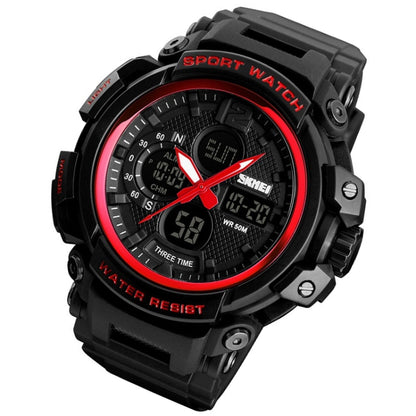 SKMEI 1343 Men Outdoor Sports Waterproof Watch Student Digital Watch(Red Black) by SKMEI