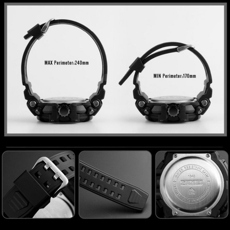 SKMEI 1343 Men Outdoor Sports Waterproof Watch Student Digital Watch(Black) by SKMEI