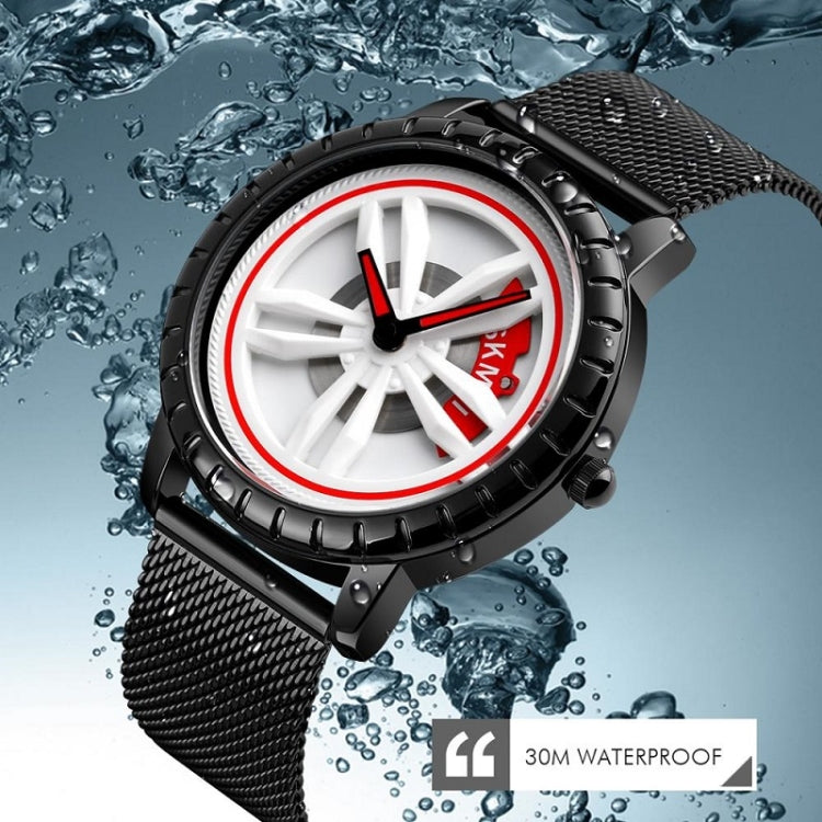 SKMEI 1634 Men Waterproof Watch Fashion Quartz Watch(Black Steel Belt) by SKMEI