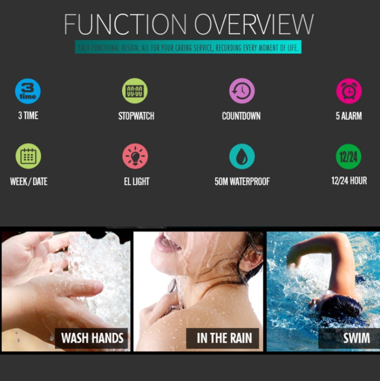 SKMEI 1357 Mens Multifunctional Sports Digital Watch Student Waterproof Watch(Black) by SKMEI