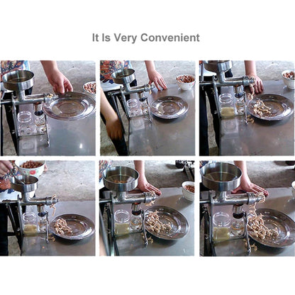 Manual Peanut Nuts Seeds Oil Press Expeller Oil Extractor Machine(Silver) by bashfashion