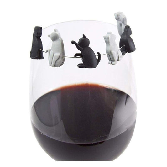 6pcs / Set Cat Drinks Wine Glass Marker Recognizer Tea Bag Hanging by bashfashion