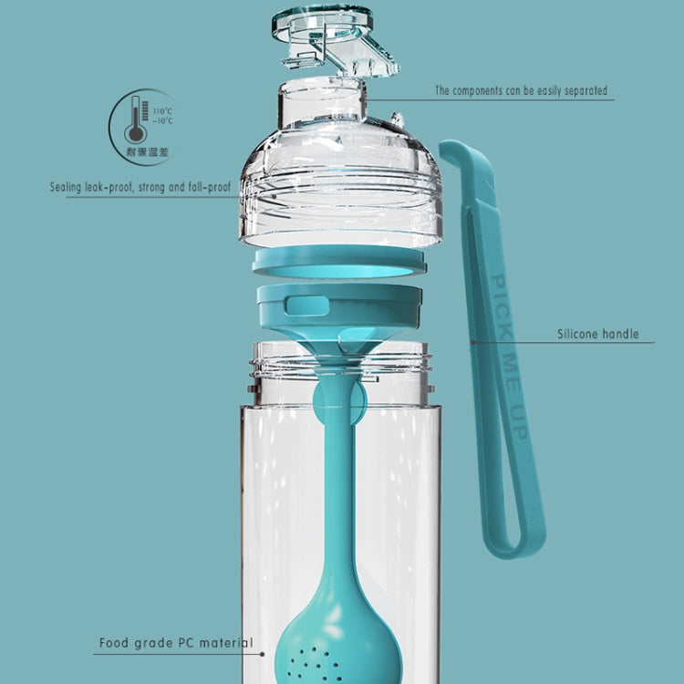 Cartoon Cat Pattern Tea Water Separation Plastic Cup With Spoon(White) by bashfashion