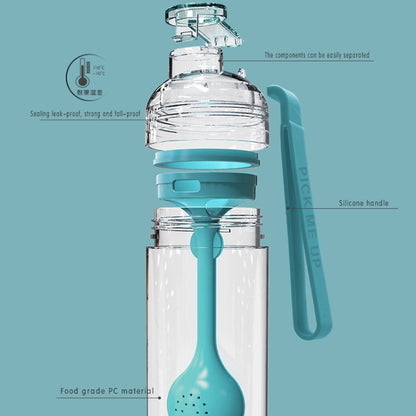 Cartoon Cat Pattern Tea Water Separation Plastic Cup With Spoon(Red) by bashfashion