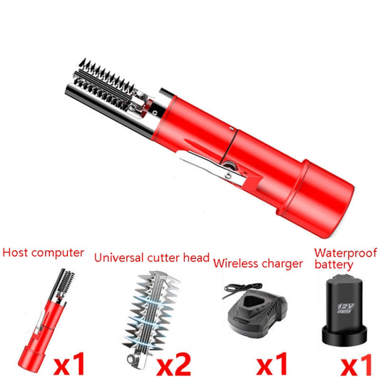 Electric Fish Scale Scraper Household Automatic Wireless Scraping Tool CN Plug Red Single Battery+Cutter Head by bashfashion