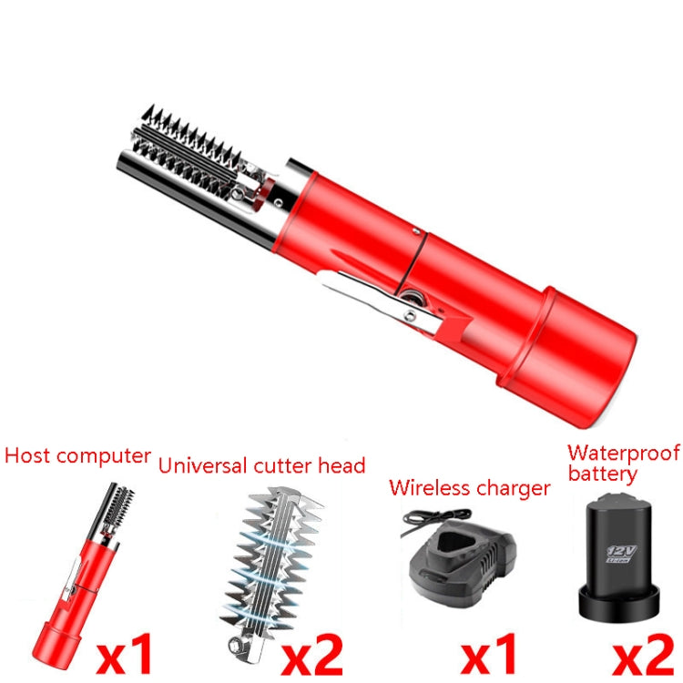 Electric Fish Scale Scraper Household Automatic Wireless Scraping Tool CN Plug Red Double Battery+Cutter Head by bashfashion