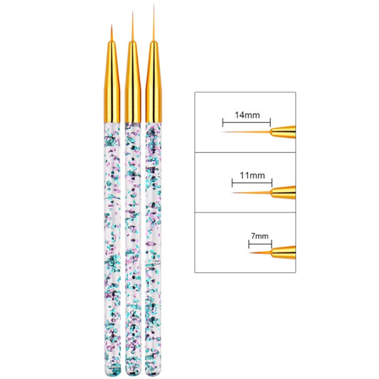 3pcs / Set Nail Art Brush Tool Acrylic Nail Crystal Carving Phototherapy Drawing Pen(Golden Tube) by bashfashion