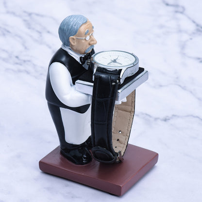 Watch Shelf Support Decorative Ornaments Watch Storage Box Display Stand, Item No.: Small Old Butler + White Cover by bashfashion