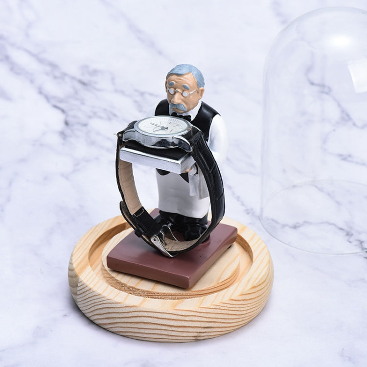 Watch Shelf Support Decorative Ornaments Watch Storage Box Display Stand, Item No.: Large Old Butler + White Cover by bashfashion