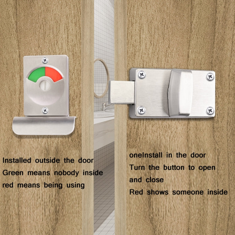 Toilet Red & Green Display Door Lock Public Toilet Stainless Steel Bolt Lock Indicating lock With Handle by bashfashion