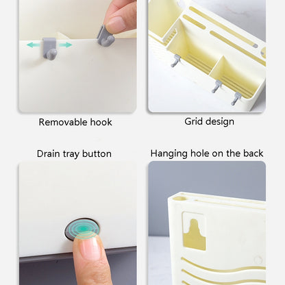 Chopsticks Basket Rack Wall-Mounted Chopstick Cage Household Multifunctional Spoon Knife Holder Integrated CStorage Box(Gray) by bashfashion