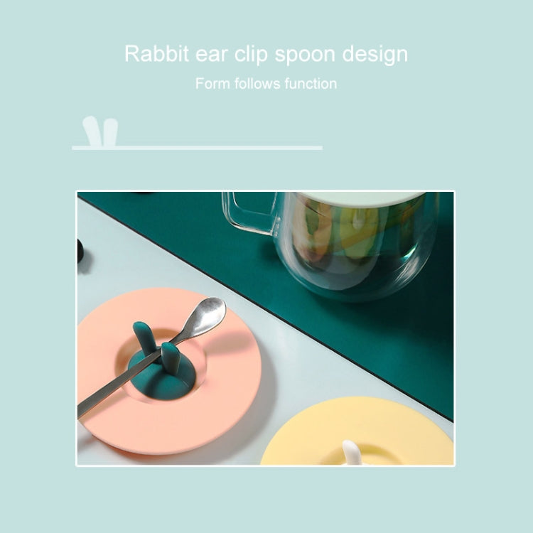Food Grade Bunny Ears Shape Silicone Cup Lid Sealing Lid Cartoon Mug Dustproof Leak-Proof Lid(Yellow) by bashfashion
