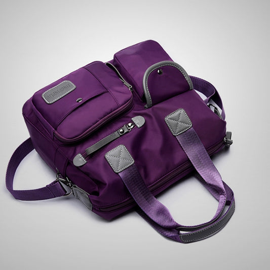 Waterproof Oxford Cloth Handbag Casual Nylon Shoulder Diagonal Bag Female Bag Canvas Bag(Purple) by bashfashion
