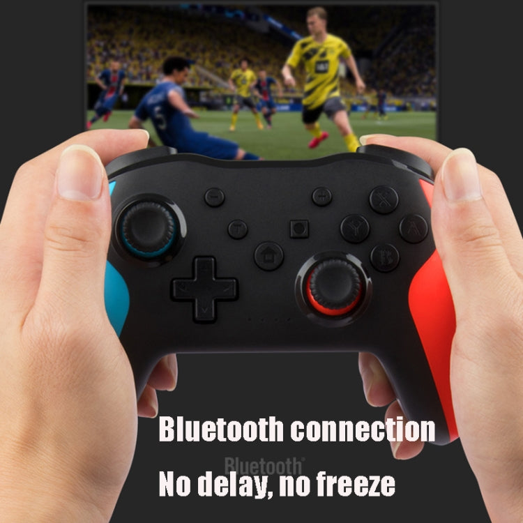 NS009 6-Axis Vibration Burst Wireless Bluetooth Gamepad For Switch Pro(Black Blue Red) by bashfashion