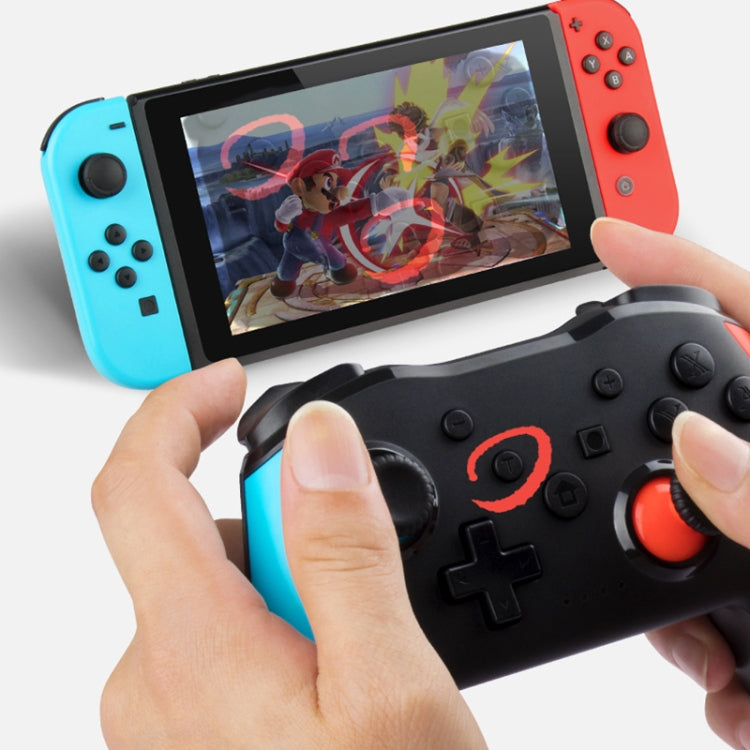 NS009 6-Axis Vibration Burst Wireless Bluetooth Gamepad For Switch Pro(Black Blue Red) by bashfashion