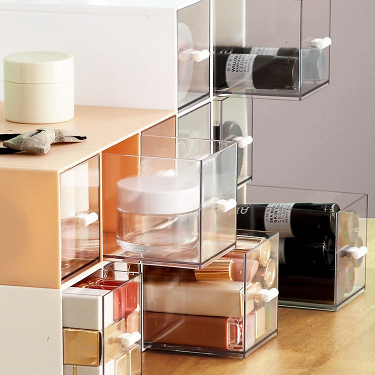 Desktop Drawer Storage Box Cosmetics Office Student Stationery Pen Dormitory Three Grid Desk Rack(Ivory White) by bashfashion