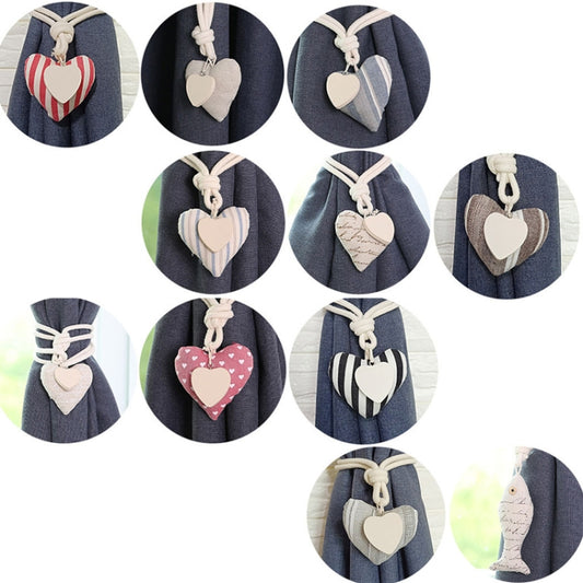 A005 Cotton And Linen Curtain Magnet Bandage Free Perforated Tassel Curtain Buckle(Coffee Letters) by bashfashion