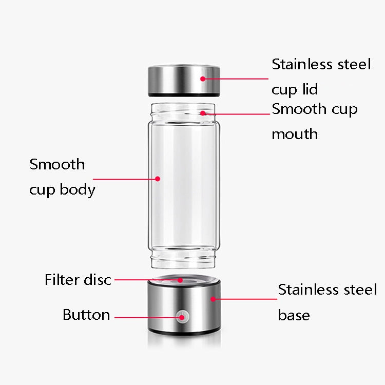Portable Electrolyzed Water Cups Hydrogen-Rich Water Cups, Capacity: 420ml(Silver) by bashfashion