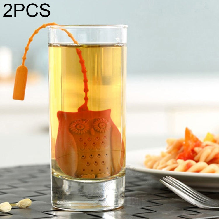 2PCS Creative Cute Owl Tea Strainer Tea Bags Food Grade Silicone Tea Infuser Filter(Orange) by bashfashion