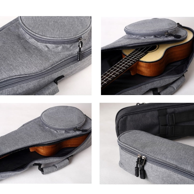 UK-12 23 Inch Ukulele Storage Bag Plus Cotton Padded Anti-Fall Backpack(Light Grey) by bashfashion