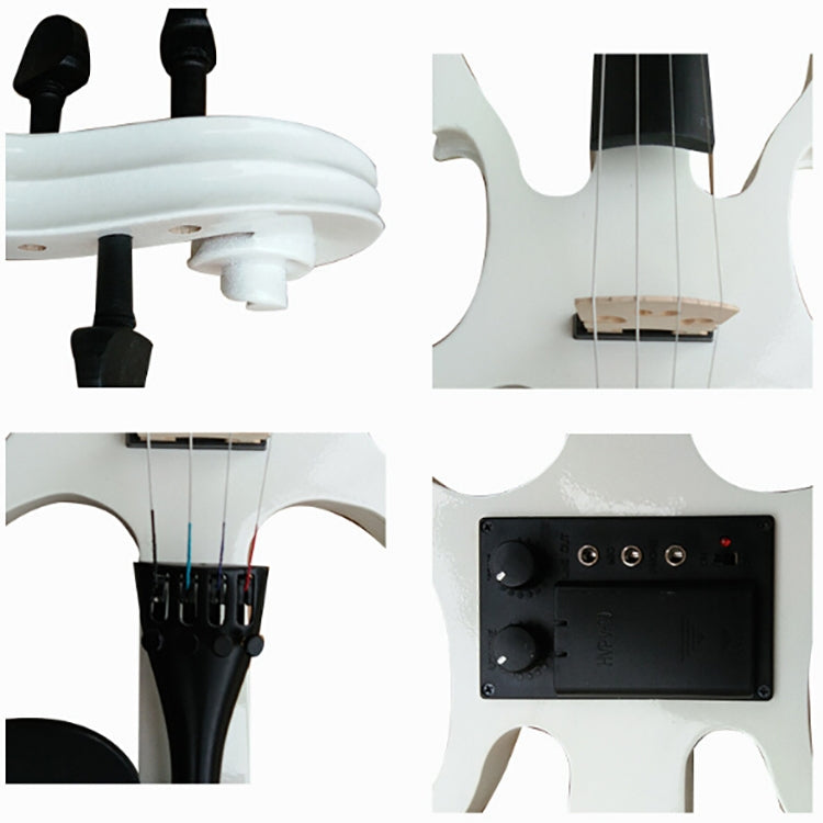 YS030 4 / 4 Wooden Manual Electronic Violin for Beginners, with Bag(White) by bashfashion