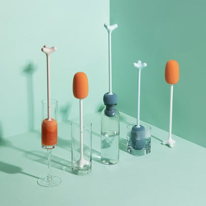 Long Handle Vertical Cup Brush Baby Bottle Sponge Cleaning Brush, Length: 29cm(White) by bashfashion