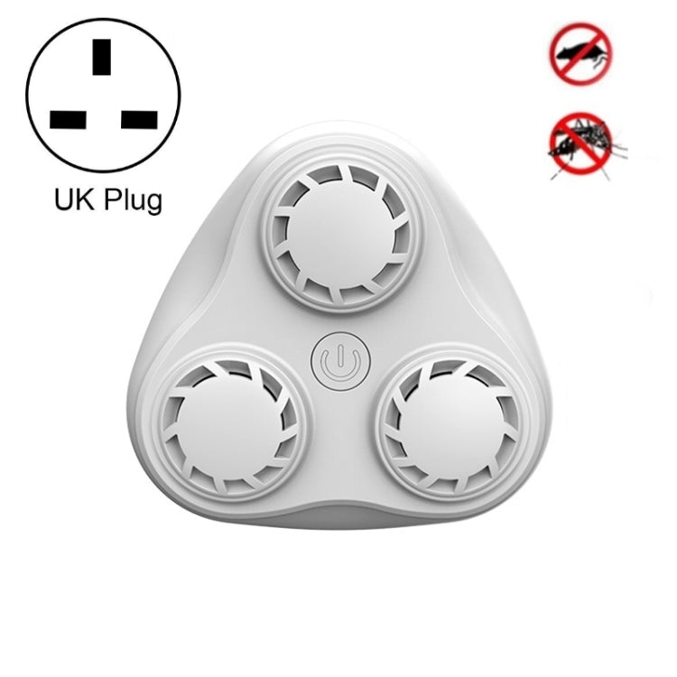 BG310 3-Horn Ultrasonic Automatic Frequency Conversion Mouse Repeller/Insect Repellent/Mosquito Repellent, Product specifications: UK Plug 220V(White) by bashfashion