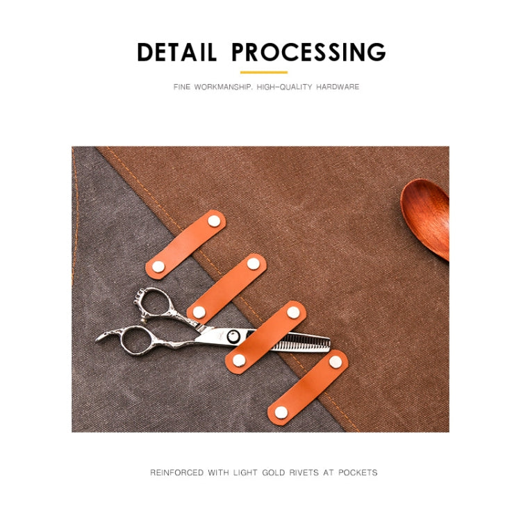 Denim Apron Barber Milk Tea Shop Waiter Overalls(Grey-yellow Hook Strap) by bashfashion