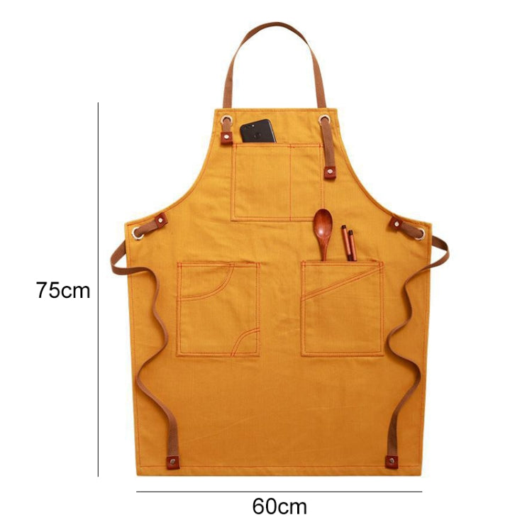 Household Denim Apron Barista Floral Tea Shop Barber Work Clothes, Specification: Adult Version(Yellow) by bashfashion