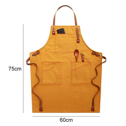 Household Denim Apron Barista Floral Tea Shop Barber Work Clothes, Specification: Adult Version(Yellow) by bashfashion