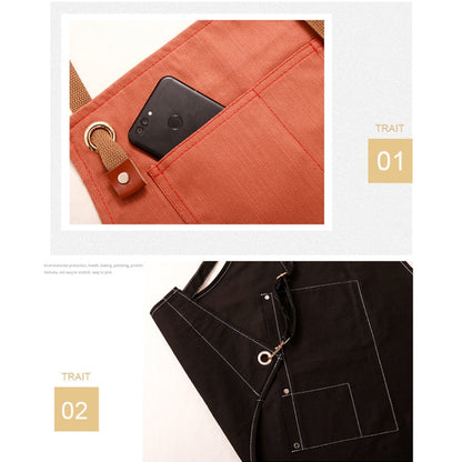 Household Denim Apron Barista Floral Tea Shop Barber Work Clothes, Specification: Adult Version(Yellow) by bashfashion