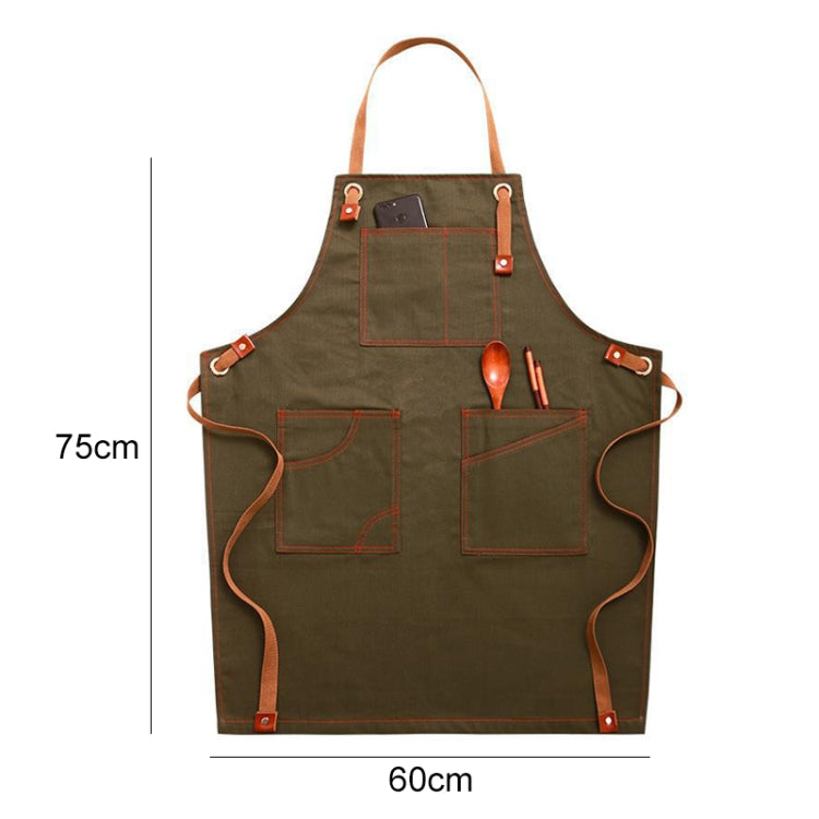 Household Denim Apron Barista Floral Tea Shop Barber Work Clothes, Specification: Adult Version(Green) by bashfashion